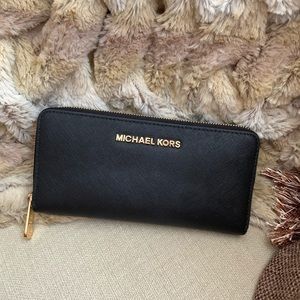 Michael Kors Long Black Saffiano Leather Wallet
